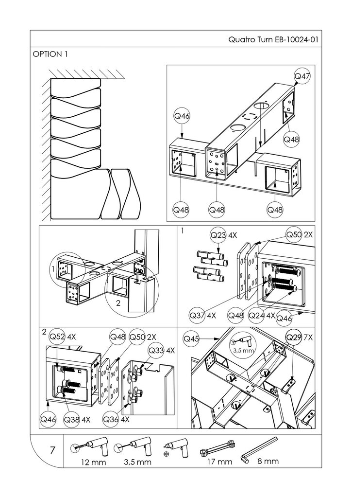 Moduļu kāpnes QUATRO Minka, Melna / Dižskābardis 1/4 pagrieziena. Komplektā augstums: 298 cm цена и информация | Kāpnes | 220.lv