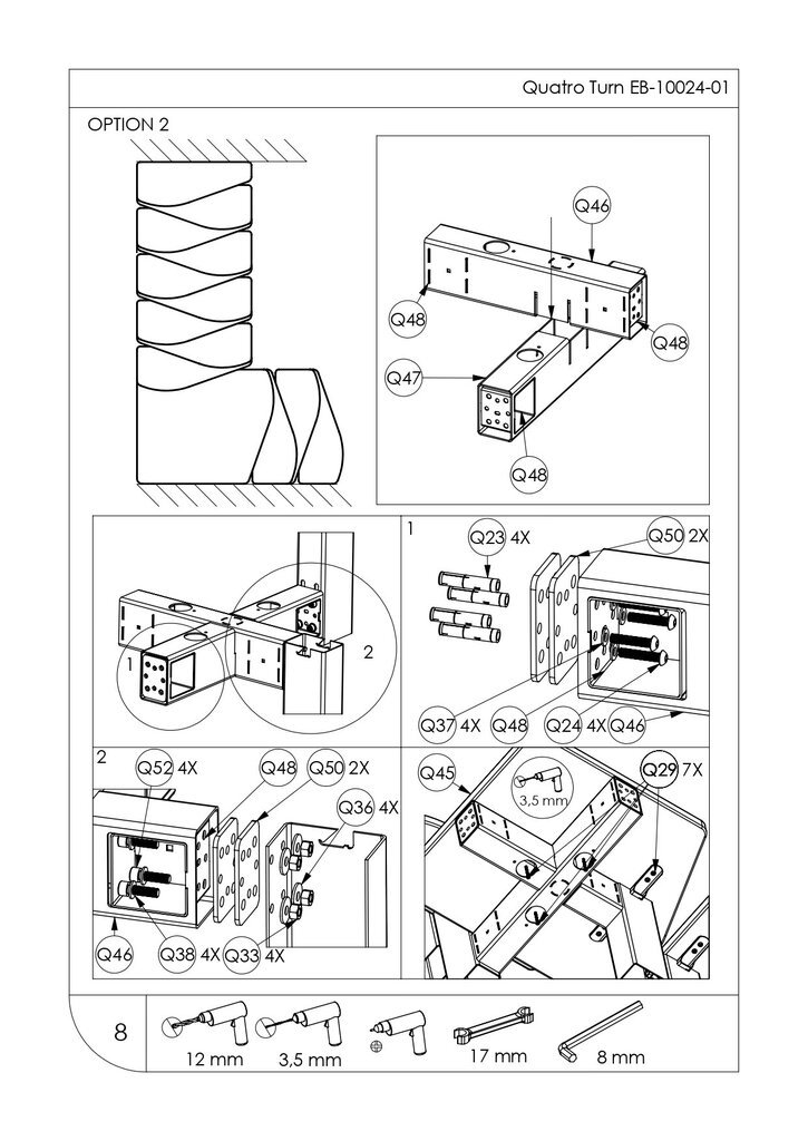 Moduļu kāpnes QUATRO Minka, Melna / Dižskābardis 1/4 pagrieziena. Komplektā augstums: 298 cm цена и информация | Kāpnes | 220.lv