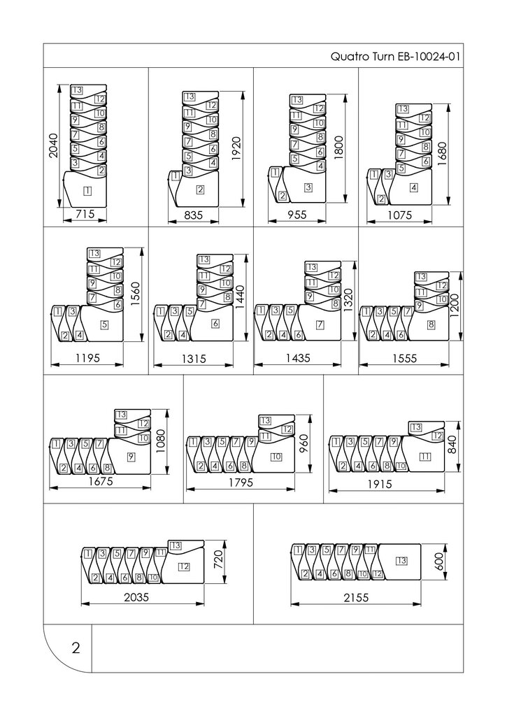 Moduļu kāpnes QUATRO Minka, Melna / Dižskābardis 1/4 pagrieziena. Komplektā augstums: 298 cm цена и информация | Kāpnes | 220.lv