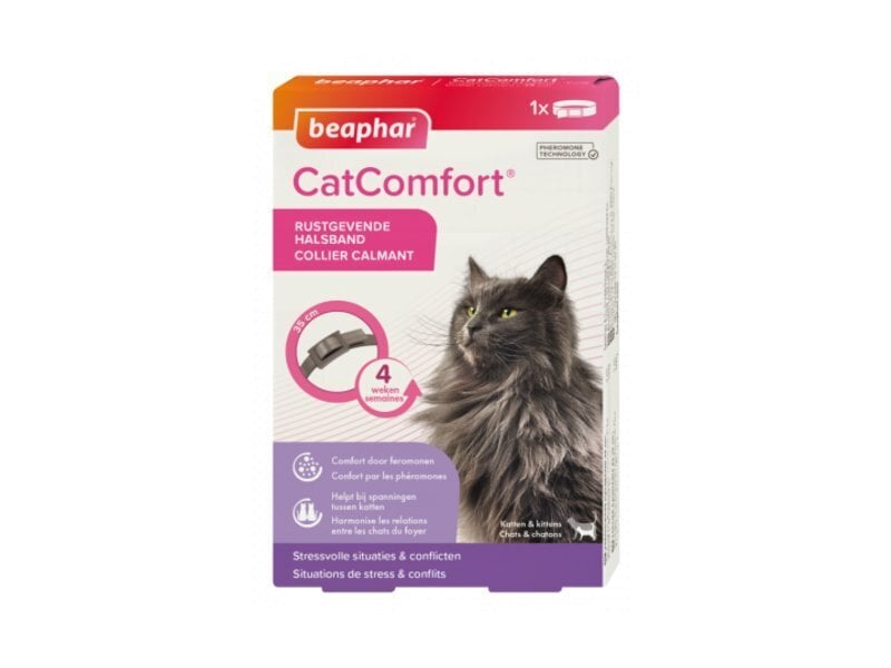 Pretstresa apkakle ar feromoniem kaķiem Beaphar Comfort Collar Cat, 35 cm cena un informācija | Pavadas, apkakles, siksnas kaķiem | 220.lv