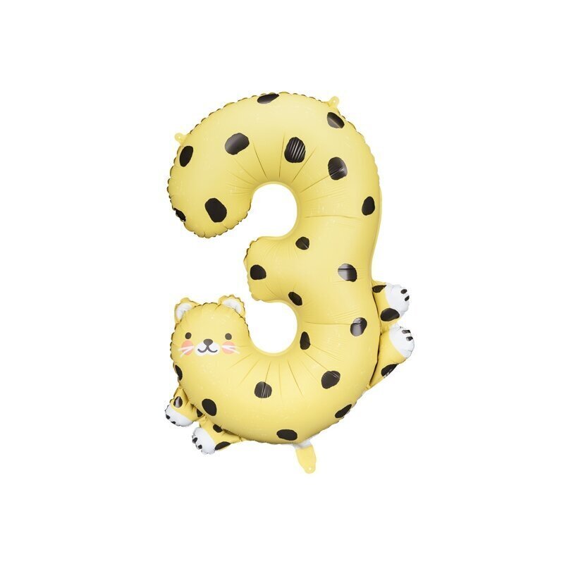 Balons cipars -- 3 - gepards, 82 cm цена и информация | Baloni | 220.lv