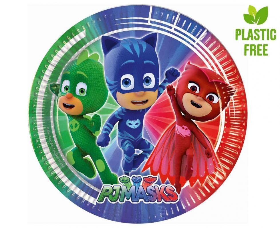 Šķīvji PJ Masks 23 cm, 8 gab cena un informācija | Vienreizējie trauki | 220.lv