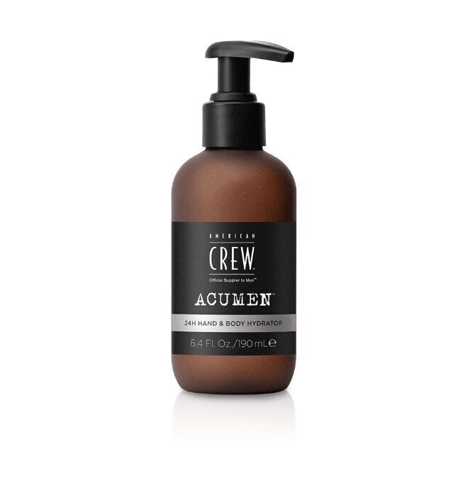 Vīriešu mitrinošs roku un ķermeņa krēms, American Crew Acumen 24H Hand & Body Hydrator, 190ml cena un informācija | Ķermeņa krēmi, losjoni | 220.lv