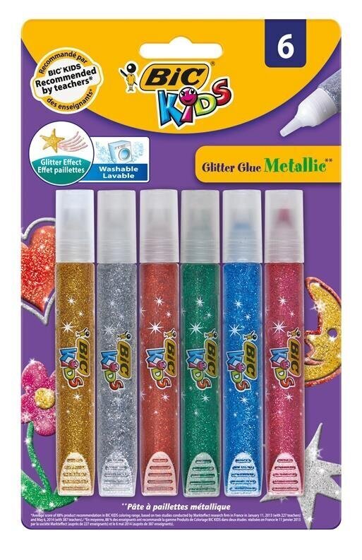 Šķidrā līme Bic Kids metalic, 6 gab. цена и информация | Kancelejas preces | 220.lv