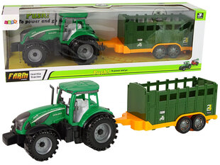 Traktors ar piekabi Lean Toys, zaļš cena un informācija | Rotaļlietas zēniem | 220.lv