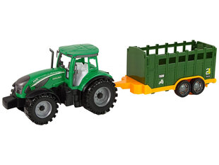 Traktors ar piekabi Lean Toys, zaļš cena un informācija | Rotaļlietas zēniem | 220.lv
