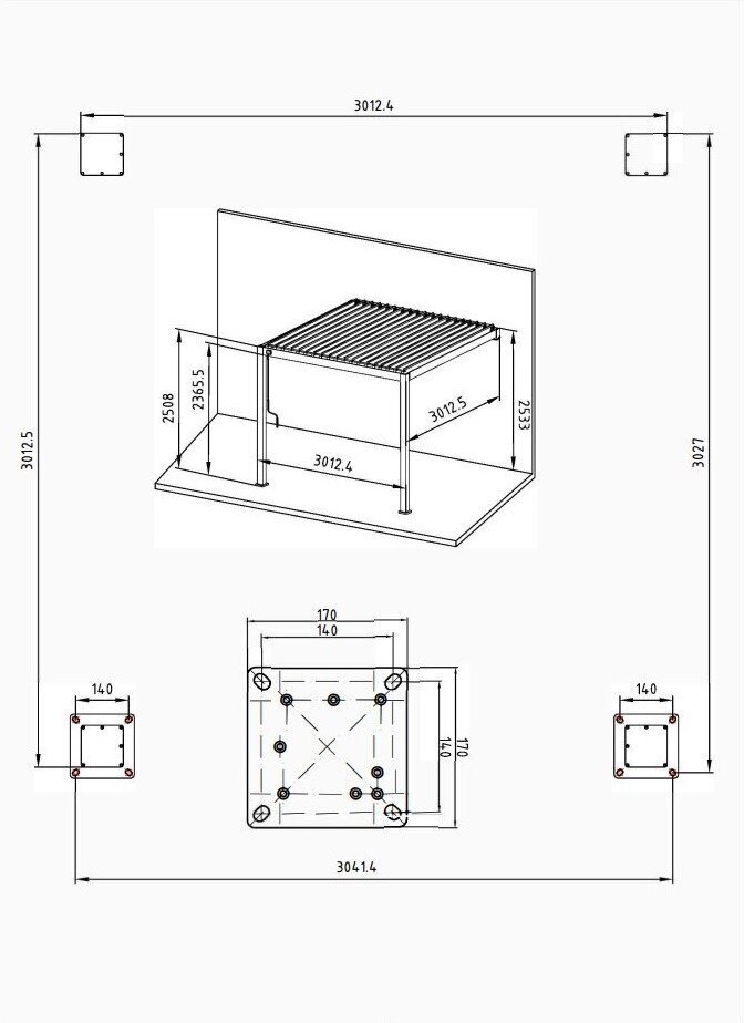 Lapene Pergola Premium Wall 3x3 uzstādāma pie sienas, balta cena un informācija | Dārza nojumes un lapenes | 220.lv