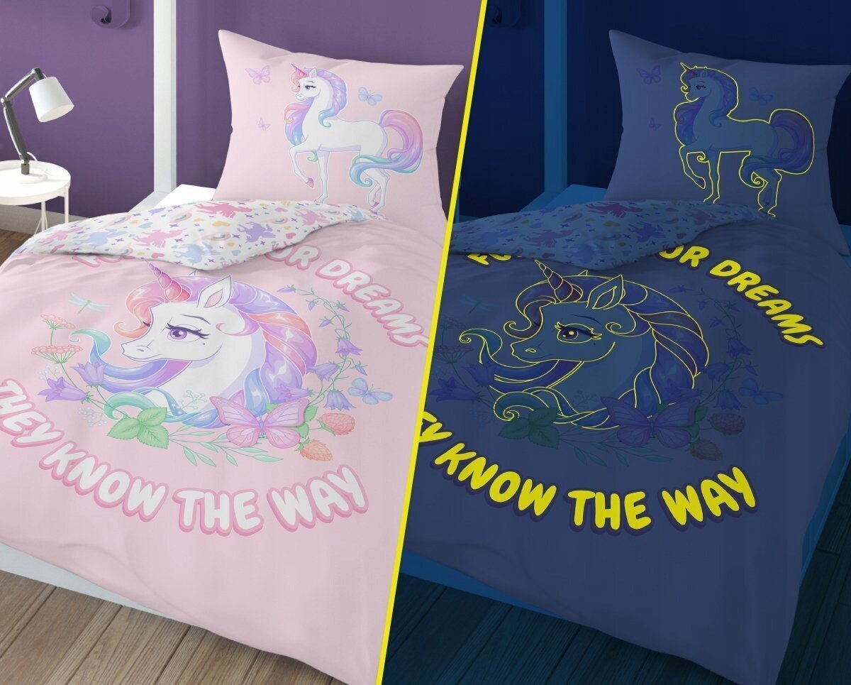 Bērnu gultas veļas komplekts Unicorn, 160x200 cm, 2 daļas cena un informācija | Bērnu gultas veļa | 220.lv