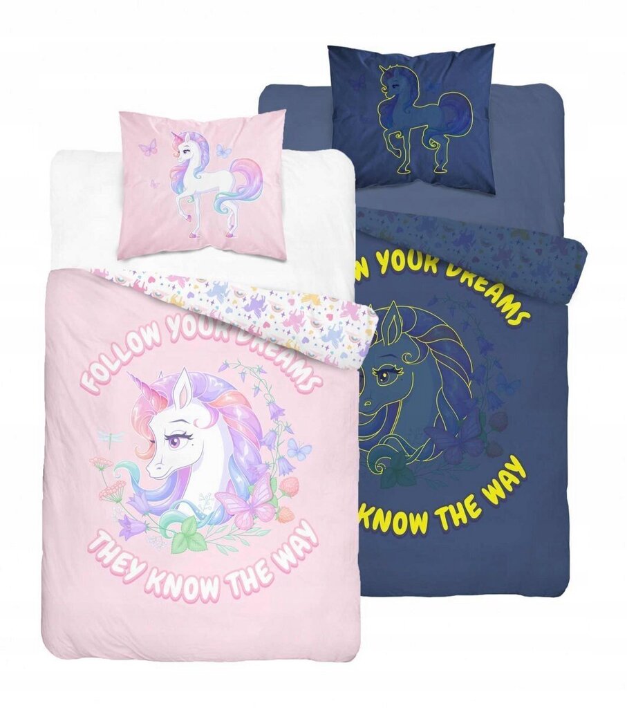 Bērnu gultas veļas komplekts Unicorn, 160x200 cm, 2 daļas cena un informācija | Bērnu gultas veļa | 220.lv