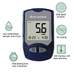 Монитор уровня глюкозы в крови Accu-Answer, глюкометр цена и информация | Тонометры | 220.lv