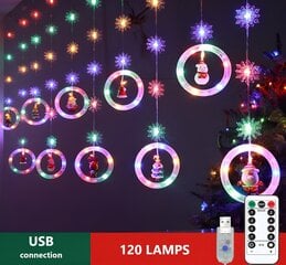 Ziemassvētku lampiņas ar 10 riņķiem un Ziemassvētku rotājumiem riņķos, 3m, 120 LED, LIVMAN XY-006 цена и информация | Гирлянды | 220.lv