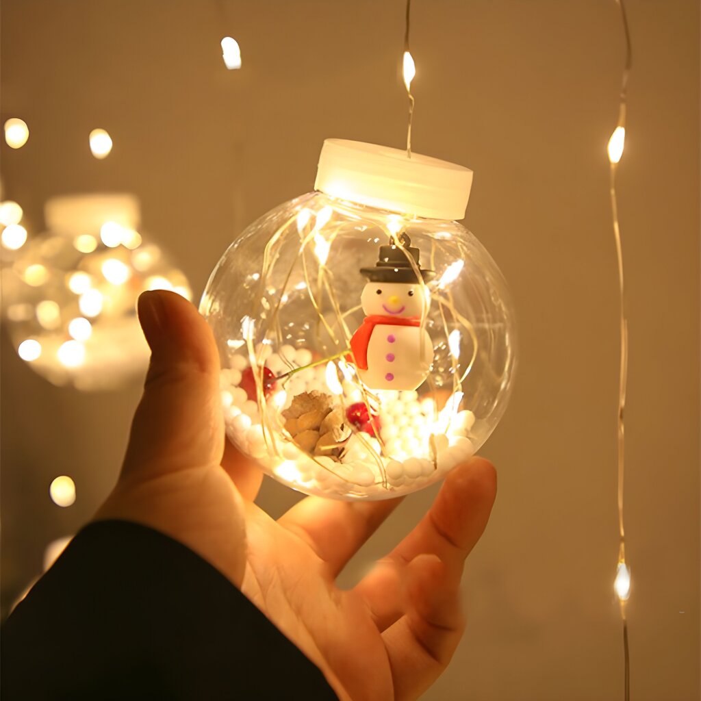 Ziemassvētku lampiņas ar 10 bumbiņām un Ziemassvētku rotājumiem bumbu iekšpusē, 3m, 150 LED, LIVMAN XZV-0603 цена и информация | Ziemassvētku lampiņas, LED virtenes | 220.lv