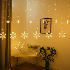 Ziemassvētku lampiņas ar 6 sniegpārslām un 6 zvaigznēm un daudzām mazākām lampiņām, 4m, 102 LED, LIVMAN YWSD001-1-1 cena un informācija | Ziemassvētku lampiņas, LED virtenes | 220.lv