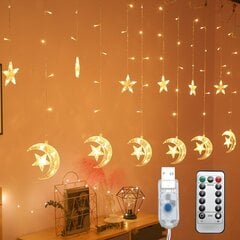 Ziemassvētku lampiņas ar 6 mēness rotājumiem un 12 zvaigznēm, 3m, 126 LED, LIVMAN CX-001 цена и информация | Гирлянды | 220.lv