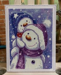 Dimanta mozaīka ar rāmi TM Varvikas Happy Snowman Family LE124e 30x40 cm cena un informācija | Dimantu mozaīkas | 220.lv