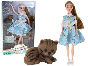 Lelle Emīlija ar zilu kleitu un kaķi cena un informācija | Rotaļlietas meitenēm | 220.lv