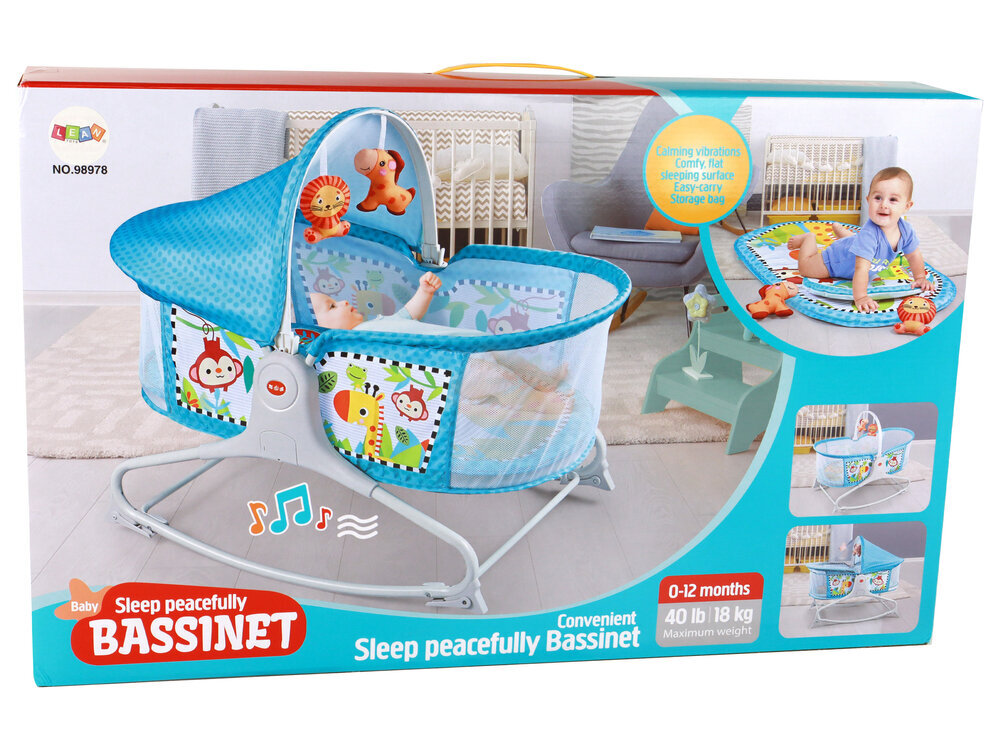 Daudzfunkcionāla bērnu gultiņa 2in1, zila cena un informācija | Rotaļlietas zīdaiņiem | 220.lv