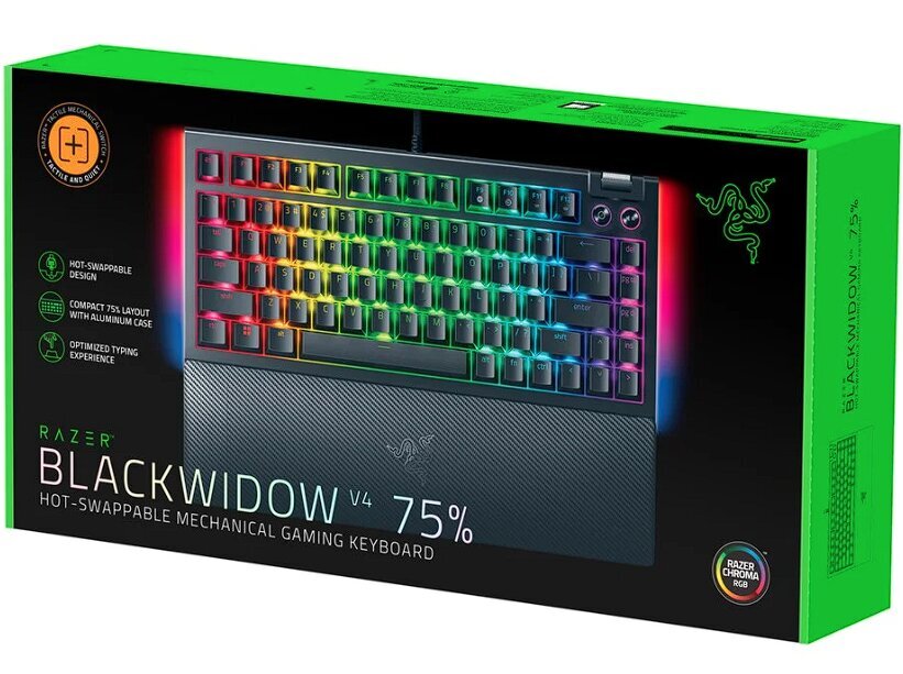 Razer BlackWidow V4 75% cena un informācija | Klaviatūras | 220.lv