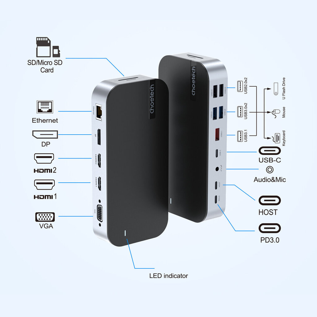 Choetch M52 цена и информация | Adapteri un USB centrmezgli | 220.lv