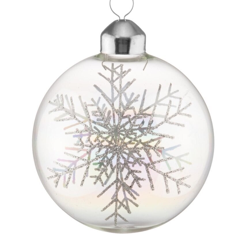 Ziemassvētku rotājums Winteria Glass bauble Snowflake, 8 cm, 3 gab. cena un informācija | Ziemassvētku dekorācijas | 220.lv