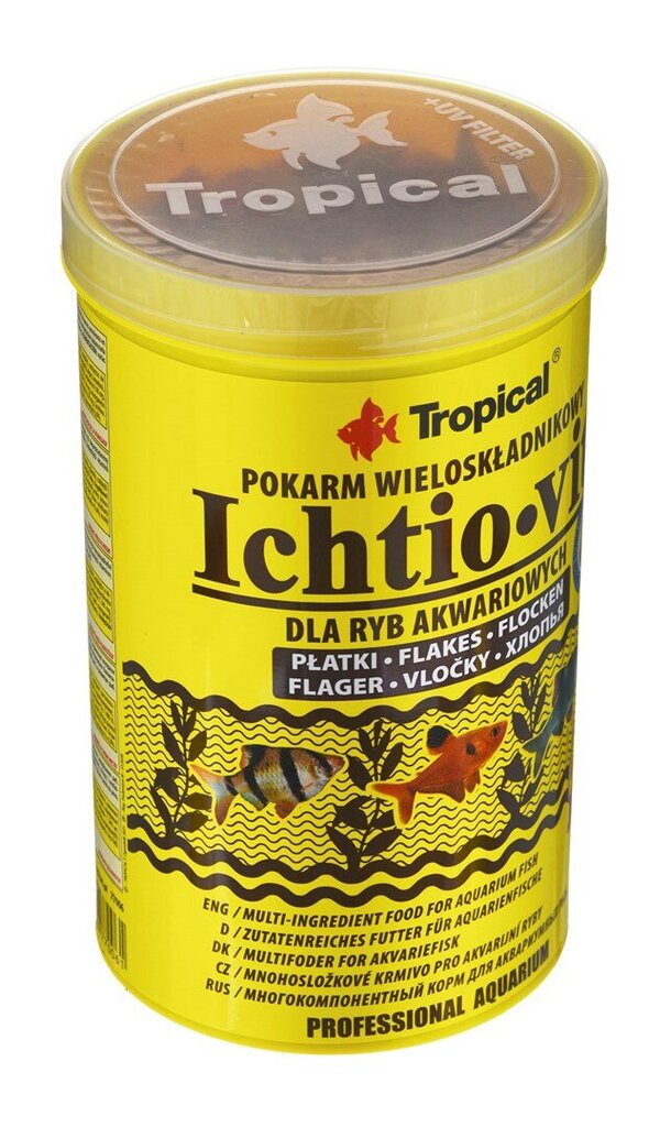 Barība akvārija zivīm Tropical Ichtio-Vit, 1000 ml/200 g cena un informācija | Zivju barība | 220.lv