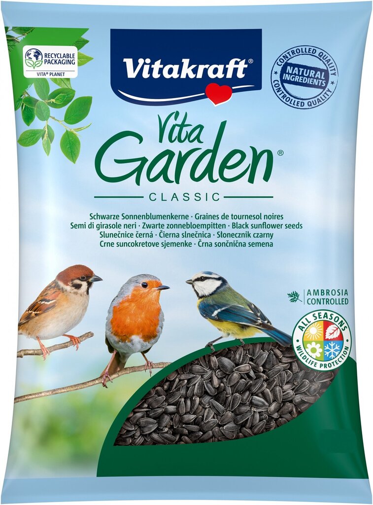 Saulespuķu sēklas Vitakraft classic Sunflowerseeds, 3kg cena un informācija | Putnu barība | 220.lv