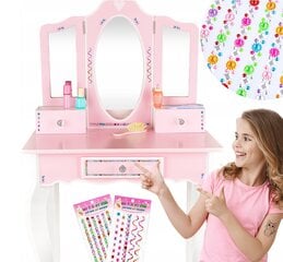 Bērnu kosmētikas galds ar krēslu un aksesuāriem, rozā cena un informācija | Rotaļlietas meitenēm | 220.lv