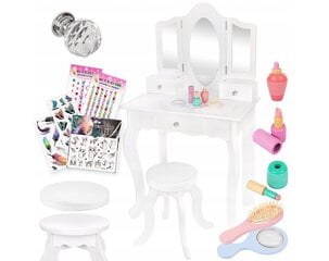 Bērnu kosmētikas galds ar krēslu un aksesuāriem, balts cena un informācija | Rotaļlietas meitenēm | 220.lv