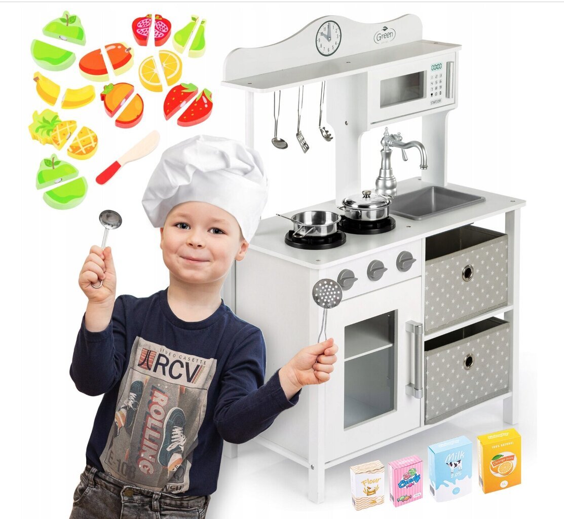 Koka bērnu virtuvīte ar gaismām un aksesuāriem cena un informācija | Attīstošās rotaļlietas | 220.lv