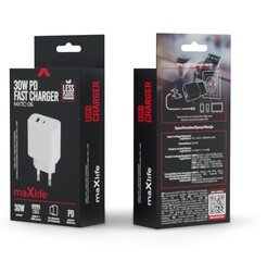 Maxlife MXTC-06 PD QC charger 1x USB-C 1x USB 20W white цена и информация | Адаптеры и USB разветвители | 220.lv