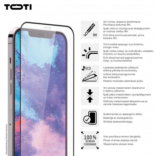 Toti Premium Apple iPhone 15/15 Pro цена и информация | Ekrāna aizsargstikli | 220.lv