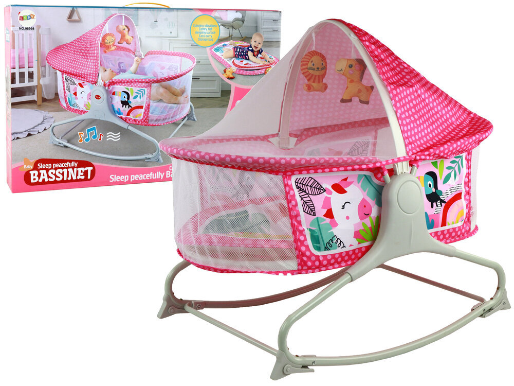 Daudzfunkcionālas bērnu gultiņas šūpoles 2in1, rozā krāsā cena un informācija | Bērnu šūpuļkrēsliņi | 220.lv