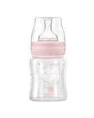 Stikla barošanas pudelīte KikkaBoo Hippo, Dreams Pink, 0+ mēn, 120ml cena un informācija | Bērnu pudelītes un to aksesuāri | 220.lv