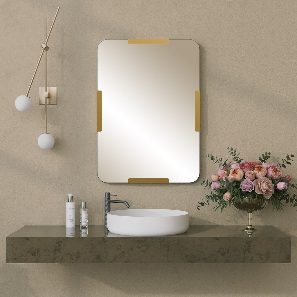 Spogulis Asir, 50x70cm, zelta krāsā цена и информация | Vannas istabas spoguļi | 220.lv