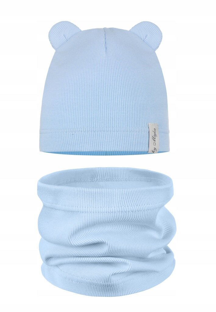 Bērnu cepures un kakla lentes komplekts, zils цена и информация | Zīdaiņu cepures, cimdi, šalles | 220.lv