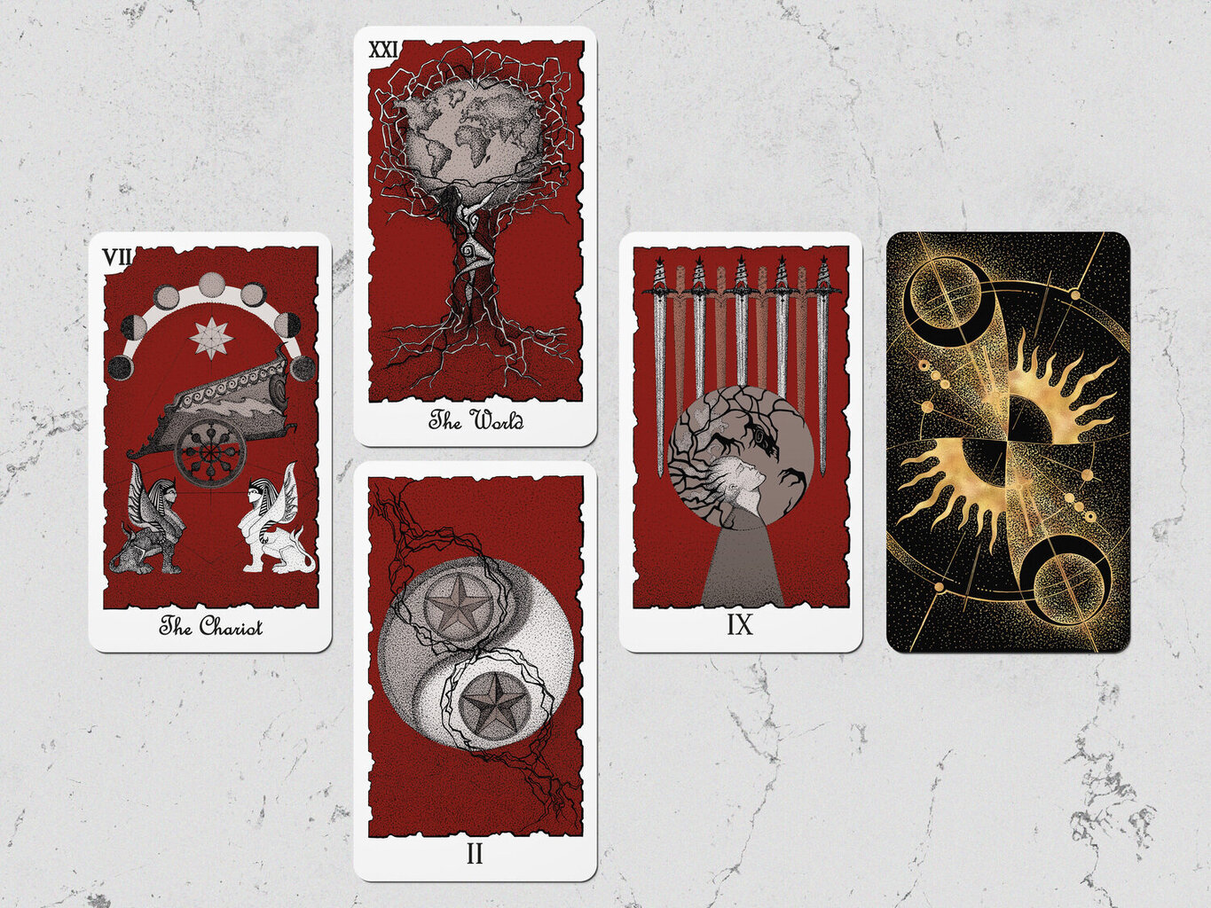 Taro kārtis Mystical Universe Tarot Red Gray cena un informācija | Ezotērika | 220.lv