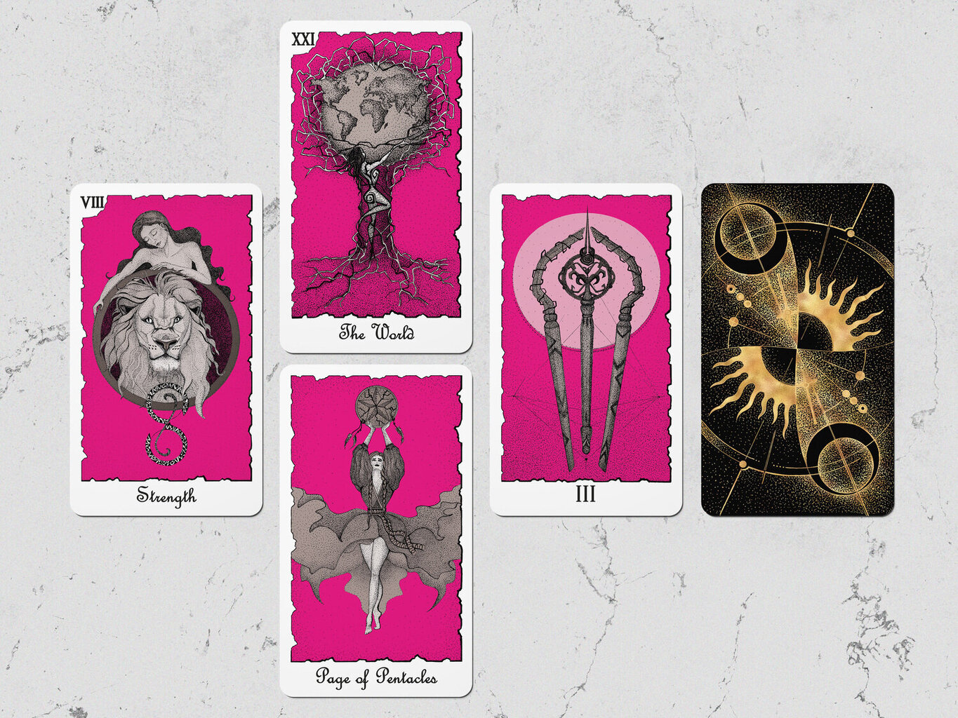 Taro kārtis Mystical Universe Tarot Pink Gray cena un informācija | Ezotērika | 220.lv