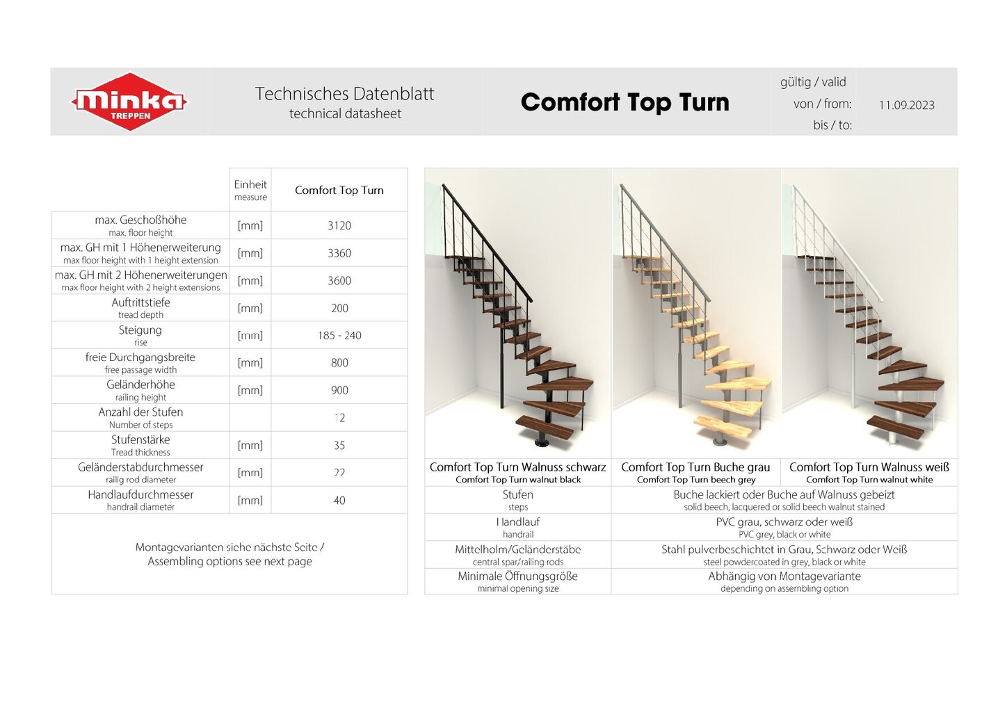 Moduļu kāpnes Comfort Top Turn Minka, 312 cm цена и информация | Kāpnes | 220.lv