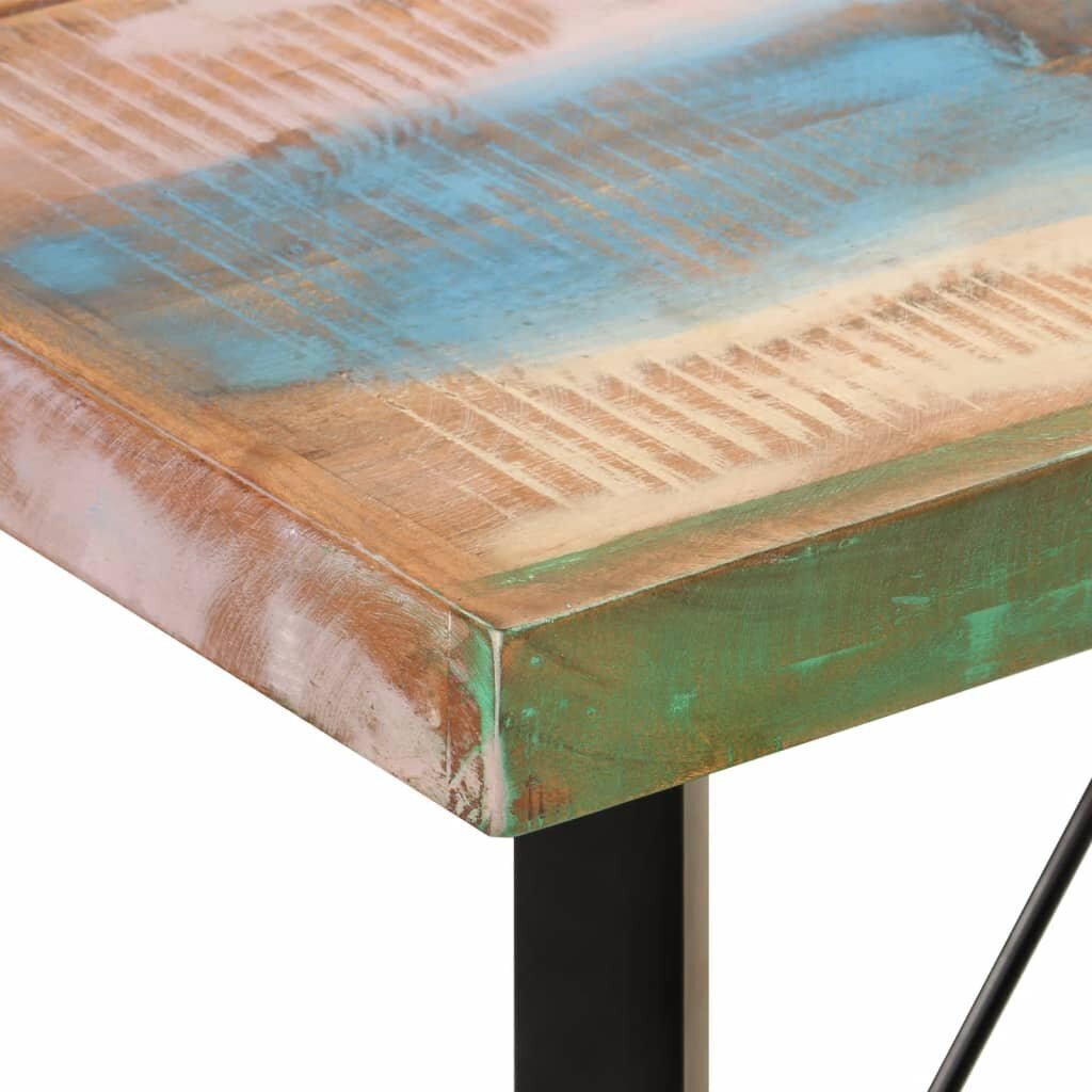 Bāra galds, 150x70x107 cm, pārstrādāts masīvkoks un dzelzs cena un informācija | Virtuves galdi, ēdamgaldi | 220.lv