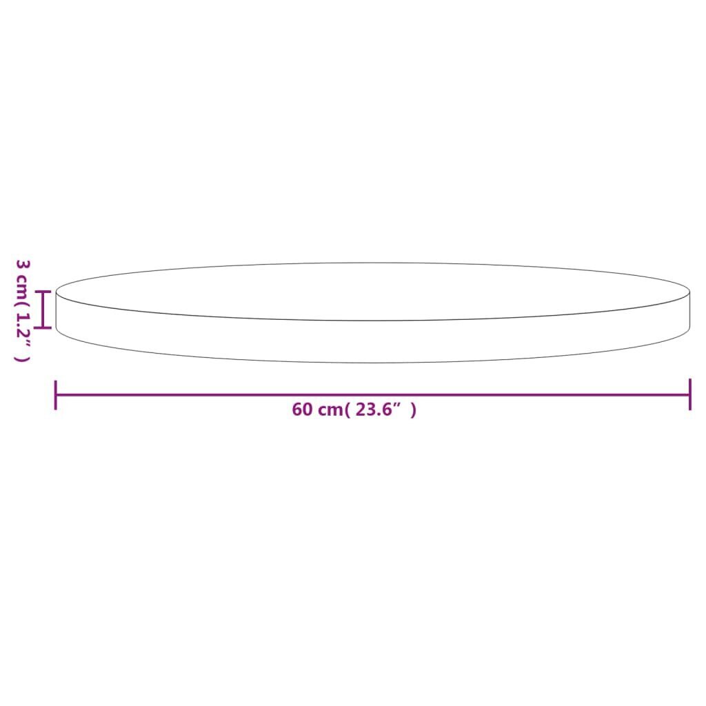 Galda virsma, Ø60x3 cm, apaļa, priedes masīvkoks cena un informācija | Virsmas galdiem | 220.lv