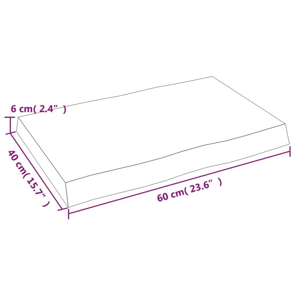 Galda virsma, 60x40x6 cm, ozola masīvkoks, tumši pelēka cena un informācija | Virsmas galdiem | 220.lv