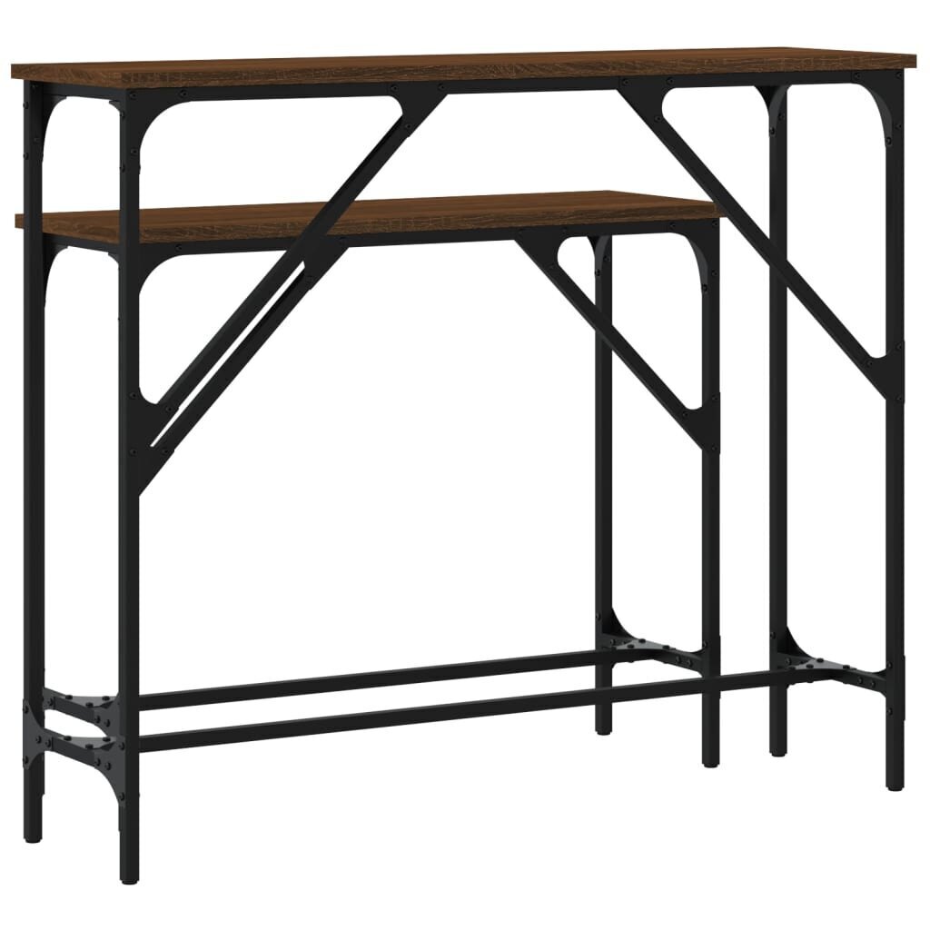 Konsoles galdiņi, 2 gab., brūna ozolkoka, inženierijas koks цена и информация | Konsoles galdiņi | 220.lv