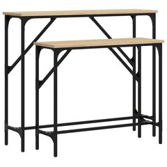 Konsoles galdiņi, 2 gab., ozolkoka krāsa, inženierijas koks cena un informācija | Konsoles galdiņi | 220.lv