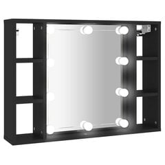 Spoguļskapītis ar LED, melns, 76x15x55 cm cena un informācija | Vannas istabas skapīši | 220.lv