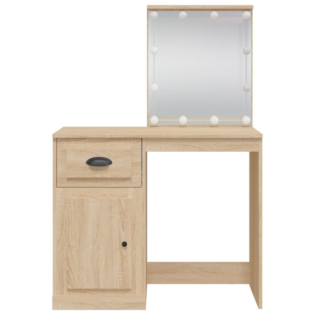 Spoguļgaldiņš ar LED, ozolkoka, 90x42x132,5 cm cena un informācija | Kosmētikas galdiņi | 220.lv