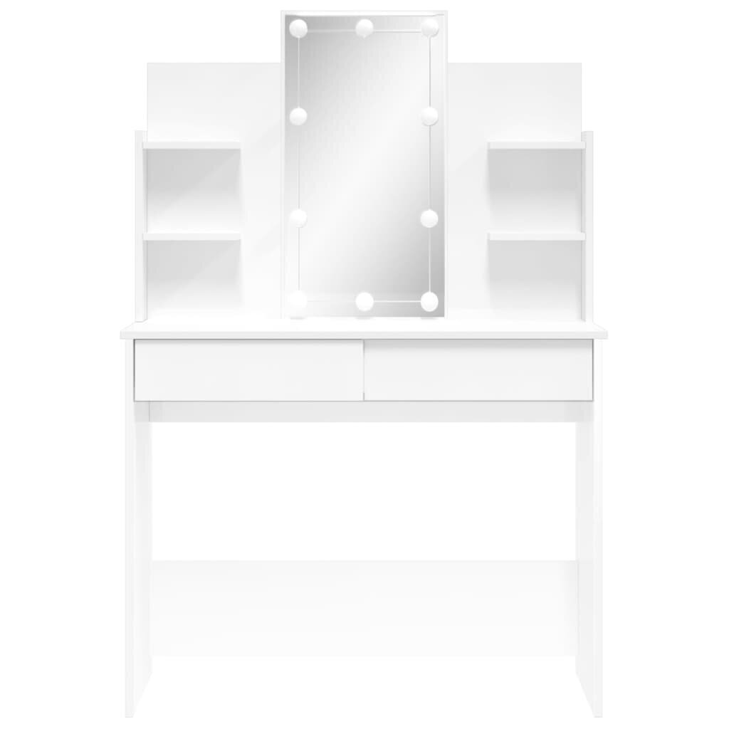 Spoguļgaldiņš ar LED, spīdīgi balts, 96x40x142 cm cena un informācija | Kosmētikas galdiņi | 220.lv