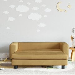 Bērnu dīvāns ar soliņu, brūns, 100x50x30 cm, samts цена и информация | Детские диваны, кресла | 220.lv