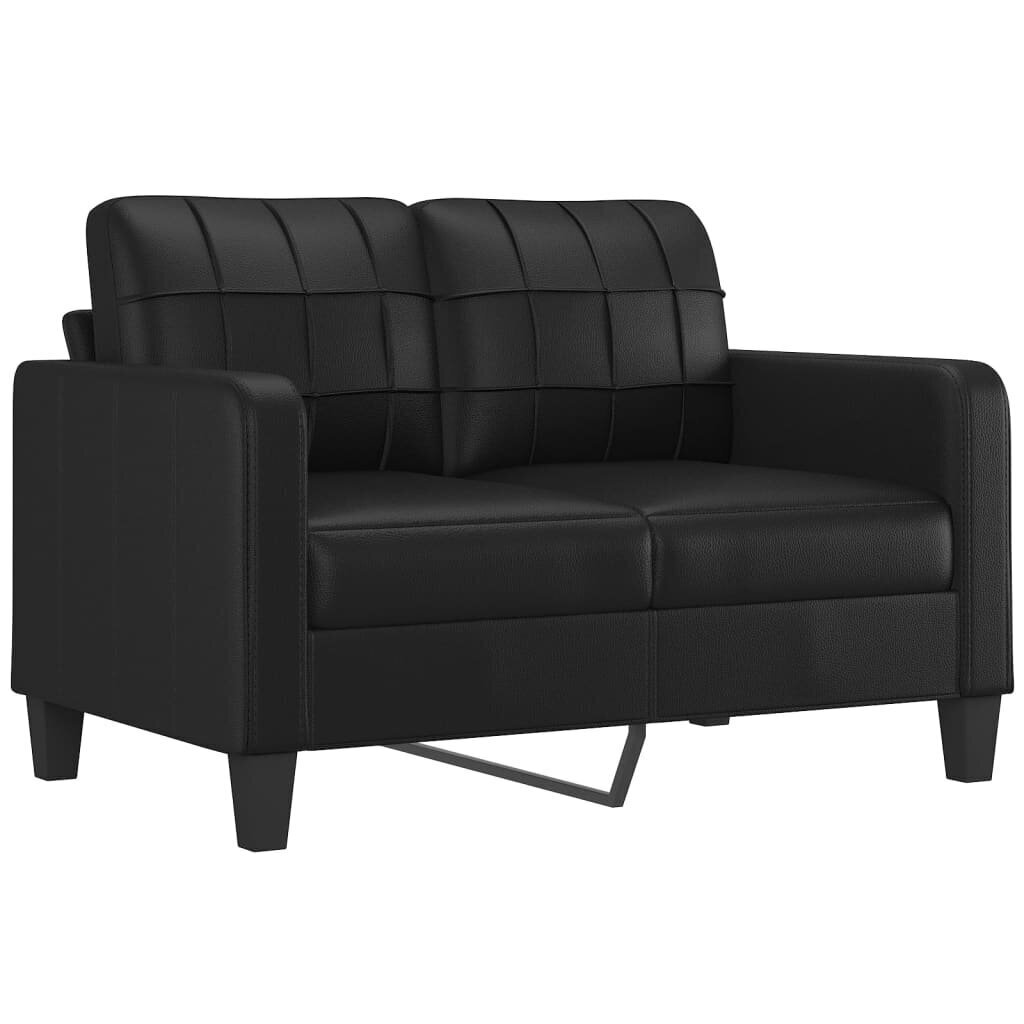 Divdaļīgs dīvānu komplekts ar spilveniem, melna mākslīgā āda cena un informācija | Dīvāni | 220.lv