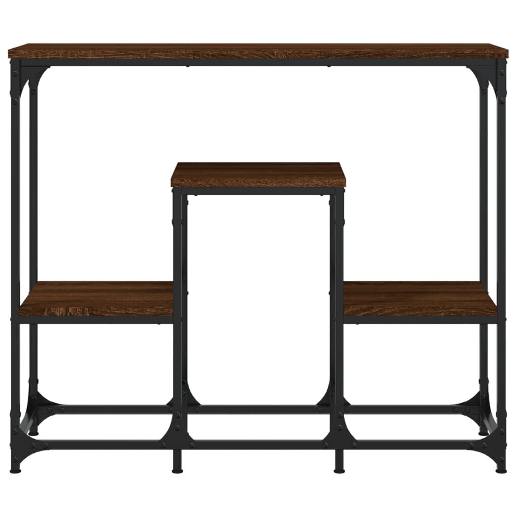 vidaXL konsoles galdiņš, brūns, 89,5x28x76 cm, inženierijas koks cena un informācija | Konsoles galdiņi | 220.lv