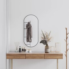 vidaXL sienas spogulis, melns, 90x40 cm, ovāls cena un informācija | Spoguļi | 220.lv
